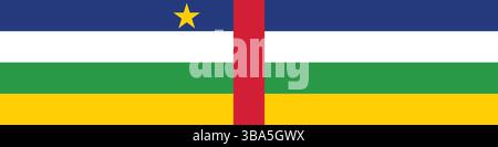 Flagge der Zentralafrikanischen Republik. Zentralafrikanische Republik Flagge langes Banner digitale Vektor-Illustration. Stock Vektor