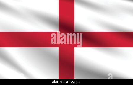 Flagge von England. England Flagge offizielle Farben und Proportion digitale Vektor Illustration. Wellige Flagge. Stock Vektor