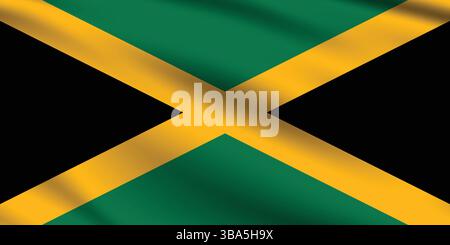 Flagge von Jamaika. Jamaika Flagge offizielle Farben und Proportion digitale Vektor Illustration. Wellige Flagge. Stock Vektor