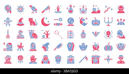 Halloween flache Symbole Set. Vektorabbildung Stock Vektor