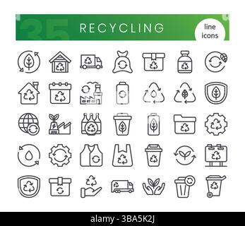 Set von Recycling-Symbolen.Modellstil Symbol-Paket. Vektorabbildung Stock Vektor