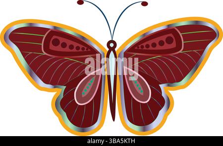 Dekorativer Schmetterlingsvektor mit transparentem Hintergrund. Elegante, Farbenfrohe Skizze Mit Schmetterlingsdesign. Minimalistisches Line Art Design mit künstlerischer Insektenkunst. Stock Vektor
