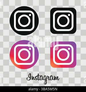 Instagram Logo Icons Kollektion in modernem flachen und verlaufendem Stil Stock Vektor