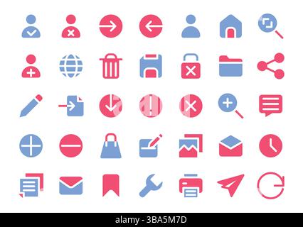 Benutzeroberfläche flache zweifarbige Symbole gesetzt.Vektorillustration. Stock Vektor