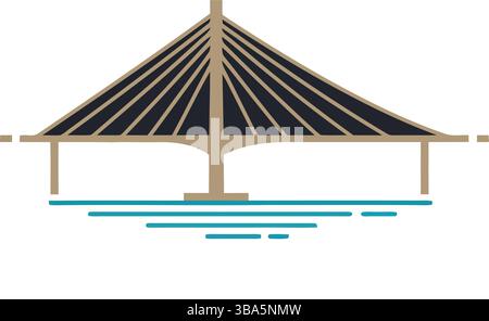 Kabelbrücke mit elegantem Strukturdesign Stock Vektor
