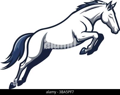 Dynamische Silhouette Des Springenden Pferdes Stock Vektor