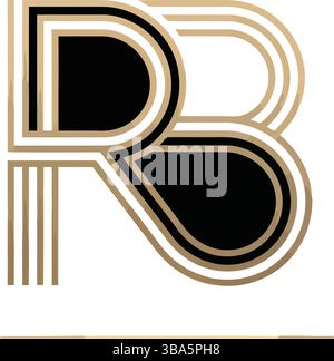 Elegantes RB-Monogramm-Logo in Schwarz und Gold Stock Vektor