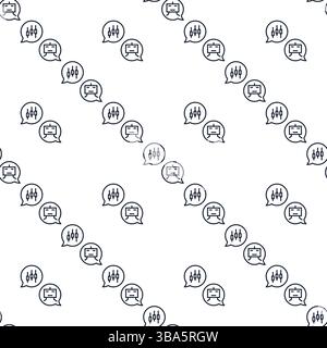 Automatisiertes Cryptocurrency Trading Chat Vektorkonzept nahtloses Muster im Outline-Stil Stock Vektor