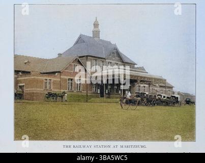 BAHNHOF MARITZBURG [FARBIG]. Aus dem Artikel Ein SPEZIELLES INTERVIEW MIT DEM SCHATZ. SIR DAVID HUNTER, K.C.M.G.. GENERALDIREKTOR DER STAATSEISENBAHN NATAL. Von J. Hartley Knight. Vom Engineering Magazine gewidmet dem Industrial Progress Band XXIV Oktober 1902 bis März 1903 The Engineering Magazine Co Stockfoto