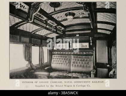 INNENRAUM DER LIMOUSINE, STAATSBAHN NATAL. Bereitgestellt von der Bristol Wagon & Carriage Co. Aus dem Artikel Ein SPEZIELLES INTERVIEW MIT DEM SCHATZ. SIR DAVID HUNTER, K.C.M.G.. GENERALDIREKTOR DER STAATSEISENBAHN NATAL. Von J. Hartley Knight. Vom Engineering Magazine gewidmet dem Industrial Progress Band XXIV Oktober 1902 bis März 1903 The Engineering Magazine Co Stockfoto