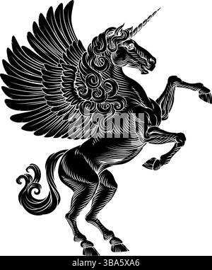 Wappenwappen Crest Unicorn Pegasus Stock Vektor