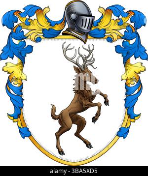 Heraldik Hirsch Wappen Wappenschild Stock Vektor