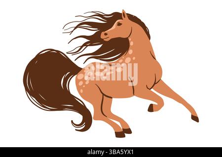 Running Kastanienpferd, Flat Cartoon Illustration Stock Vektor