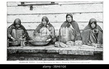 ALASKA-TYPEN. - Einheimische Kaufleute von Sitka. — Gezeichnet von Thiriat, aus dem BUCH XXVI — SAWAIORIS AND TARAPONS Band 8, von Ridpath's Universal History : ein Bericht über den Ursprung, den primitiven Zustand und die ethnische Entwicklung der großen Rassen der Menschheit und über die wichtigsten Ereignisse in der Entwicklung und dem Fortschritt des zivilisierten Lebens unter Menschen und Nationen, aus neueren und authentischen Quellen mit einer vorläufigen Untersuchung über die Zeit, den Ort und die Art des Beginns von Ridpath, John Clark, 1840-1900, veröffentlicht 1897 Stockfoto