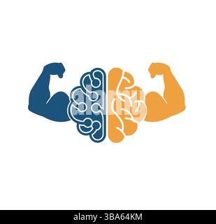 Brain POWER Logo Muscle POWER Logo Bizeps Brain Logo Stock Vektor