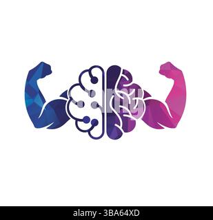 Brain POWER Logo Muscle POWER Logo Bizeps Brain Logo Stock Vektor