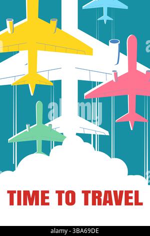 Vintage-Reiseposter Zeit zum Reisen Stock Vektor