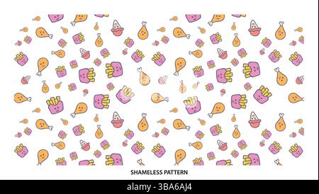 Süßes, pastellfarbenes Cartoon Fast Food nahtloses Muster für fröhliche Foodie-Designs Stock Vektor