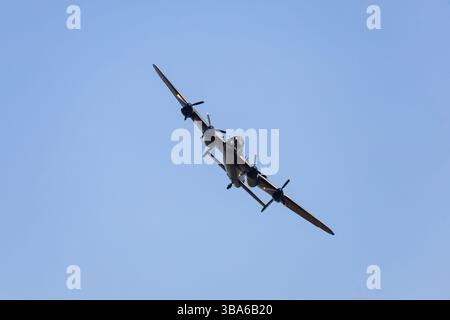 Royal Air Force, RAF, Battle of Britain Memorial Flight, BBMF, Avro Lancaster WW2 schwerer Bomber im Flug. PA474. Stockfoto