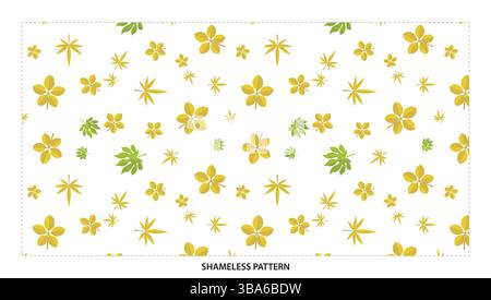 Fröhliches nahtloses Muster mit gelber Blume und grünem Blatt für Frühlingsdesigns Stock Vektor