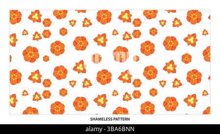 Fröhliches nahtloses Muster in Orange und Gelb mit abstraktem Blumenmuster Stock Vektor