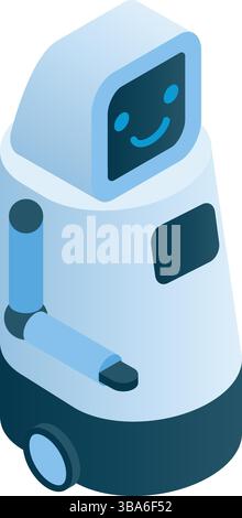 Symbol für digitalen Roboter High-Tech-Zeichenvektor 3D Stock Vektor