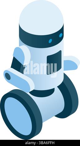 Symbol für isometrische Zeichen des Roboters und der Ai-Maschine Stock Vektor