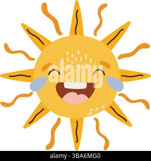 Niedlicher Sonne-Karikaturcharakter, glücklicher Sonnenvektor, Sommersonne mit Augen, Sonne isolierter Vektor, niedliche Baby-Illustration. Stock Vektor