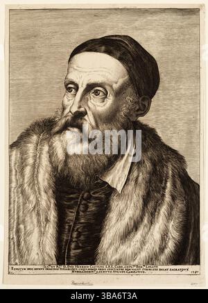 Porträt des Tizians. Agostino Carracci nach einem Selbstporträt Tizians. 19. Jahrhundert. Stockfoto
