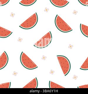 Fruchtmuster, süße Früchte mit Gesicht, Kinder Muster, Sommer nahtlose Muster, Wassermelonenfrucht Stock Vektor