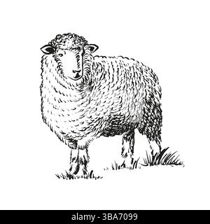 Handgezeichnete Illustration von Schafen Stock Vektor