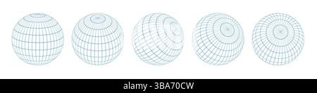 Wireframe Spheres Collection Stock Vektor