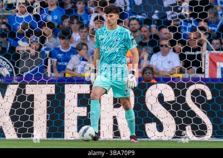 Genk, Belgien. Mai 2025. GENK, BELGIEN - 11. MAI: Mike Penders von KRC Genk während des Jupiler Pro League Championship Play offs Spiels zwischen KRC Genk und Club Brugge KV in der Cegeka Arena am 11. Mai 2025 in Genk, Belgien. (Foto von Joris Verwijst/Orange Pictures) Credit: Orange Pics BV/Alamy Live News Stockfoto
