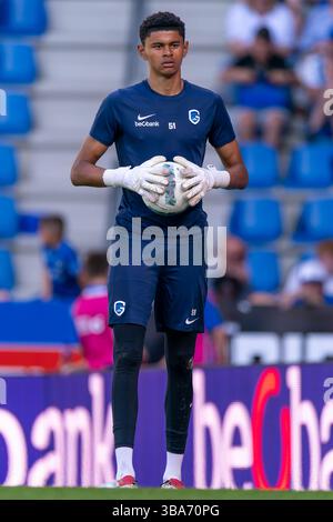 Genk, Belgien. Mai 2025. GENK, BELGIEN - 11. MAI: Lucca Kiaba Brughmans von KRC Genk während des Jupiler Pro League Championship Play offs Spiels zwischen KRC Genk und Club Brugge KV in der Cegeka Arena am 11. Mai 2025 in Genk, Belgien. (Foto von Joris Verwijst/Orange Pictures) Credit: Orange Pics BV/Alamy Live News Stockfoto