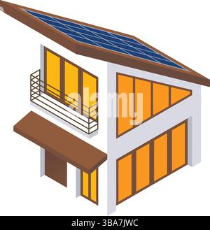 Haus mit Solarmodul Vektor-Symbol isoliert Stock Vektor