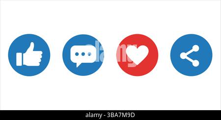 Social-Media-Symbole wie Kommentar Love Share Vektor-Grafik-Illustration Stock Vektor