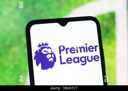 Kanada. Mai 2025. In dieser Abbildung wird das Premier League-Logo auf einem Smartphone-Bildschirm angezeigt. (Foto von Thomas Fuller/SOPA Images/SIPA USA) *** ausschließlich für redaktionelle Nachrichten *** Credit: SIPA USA/Alamy Live News Stockfoto