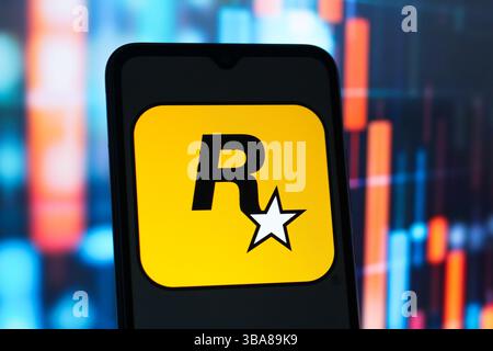 Kanada. Mai 2025. In dieser Fotoabbildung wird das Rockstar Games-Logo auf einem Smartphone-Bildschirm angezeigt. (Foto von Thomas Fuller/SOPA Images/SIPA USA) *** ausschließlich für redaktionelle Nachrichten *** Credit: SIPA USA/Alamy Live News Stockfoto