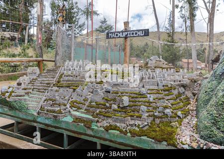 Machu Picchu, -Model, Alpaca und Lama Farm, in der Nähe von Cusco, Peru, Südamerika Stockfoto
