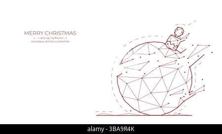 Frohe Weihnachten kreative Banner oder Vorlage, polygonale Vektor-Illustration von Weihnachtskugel. Weihnachten Dekorationen low-Poly-Design mit der Wirkung von Stockfoto