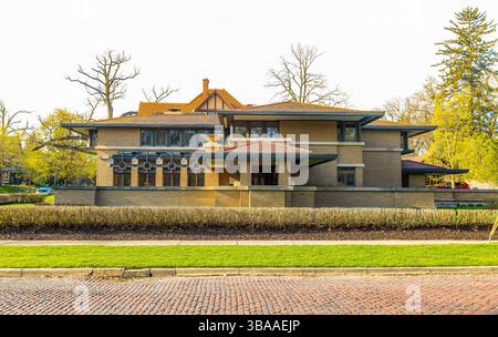 Grand Rapids, MI, USA - 23.04.2025: Foto des Meyer May House in Grand Rapids Michigan, ein historisches architektonisches Wahrzeichen, entworfen von Frank Lloyd W. Stockfoto