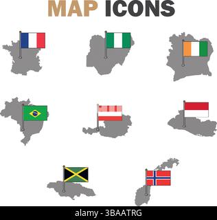 Set von Karten mit Flags. Vektorabbildung Stock Vektor