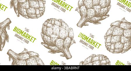 Artischocke, Gemüse. Nahtloses Muster Stock Vektor