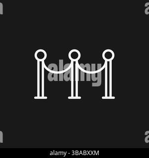 Seilbarriere auf schwarzem Hintergrund Crowd Control, Security und Event Symbol Stock Vektor