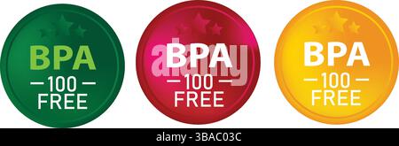 BPA-freie Etikettenabzeichen für Produktverpackungen und Öko-Zertifizierungen Stock Vektor