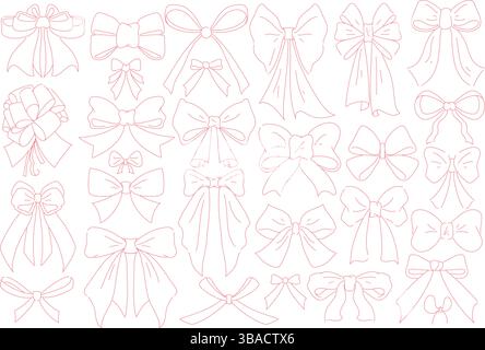 Eine wunderschöne Kollektion kreativer und dekorativer Schleifen in verschiedenen Stilen Stock Vektor