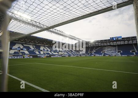 Bergamo, Italien. Mai 2025. pich View before Atalanta BC vs AS Roma, 36° Serie A Enilive 2024-25 Spiel im Gewiss Stadion in Bergamo (BG), Italien, am 12. Mai 2025. Quelle: Unabhängige Fotoagentur/Alamy Live News Stockfoto