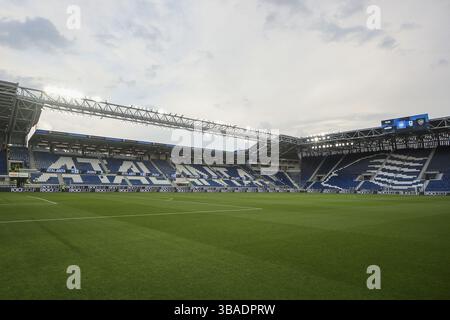 Bergamo, Italien. Mai 2025. pich View before Atalanta BC vs AS Roma, 36° Serie A Enilive 2024-25 Spiel im Gewiss Stadion in Bergamo (BG), Italien, am 12. Mai 2025. Quelle: Unabhängige Fotoagentur/Alamy Live News Stockfoto