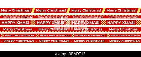 Bänder Mit Weihnachtswarnband Mit Fettgedrucktem Text Und Dekorativen Mustern, Ideal Für Festliches Design, Verpackung, Etiketten, Schilder, Karten Oder Digitale Anwendungen Stock Vektor