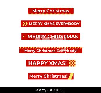 Frohes Rotes Weihnachtsbanner Mit Gelben Dekorativen Elementen, Festliches Typografie-Design Für Grußkarten, Soziale Medien, Web Oder Print Stock Vektor